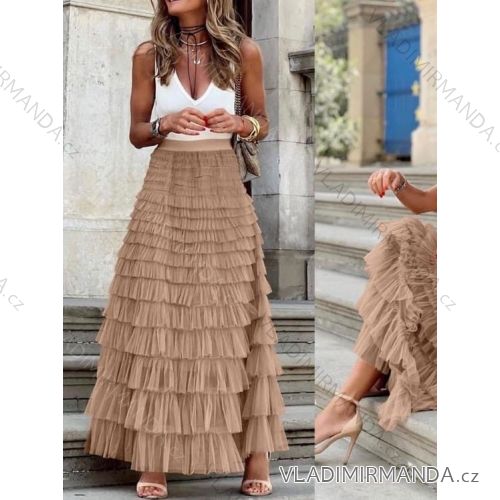 Langes Chiffon-Kurzarmkleid für Damen (S/M ONE SIZE) ITALIAN FASHION IMWGM23456