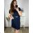 Kurzarmkleid für Damen in Übergröße (L-3XL) POLISH FASHION PMF20013 Farbe   dunkelblau Velikost   42