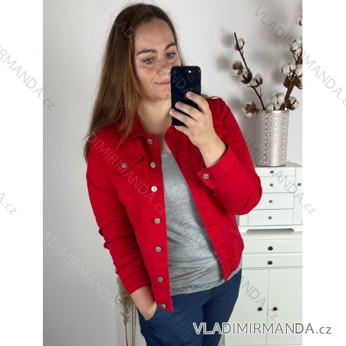 Kurze Damen-Jeansjacke (L-4XL) MOON GIRL MOON24GYD7815L rot 3XL
