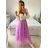 Langes Chiffon-Kurzarmkleid für Damen (S/M ONE SIZE) ITALIAN FASHION IMWGM23456