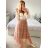 Langes Chiffon-Kurzarmkleid für Damen (S/M ONE SIZE) ITALIAN FASHION IMWGM23456