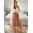 Langes Chiffon-Kurzarmkleid für Damen (S/M ONE SIZE) ITALIAN FASHION IMWGM23456 -   hellviolett -   M / L
