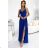 299-17 CHIARA elegantes Maxikleid mit Trägern - blau mit Glitzer