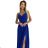 299-17 CHIARA elegantes Maxikleid mit Trägern - blau mit Glitzer