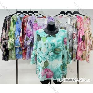 T-Shirt Tunika Kurzarm Damen mit Perlen (uni sl) ITALIAN Fashion IM418240