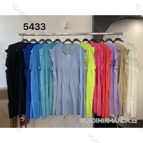 Langes Chiffon-Kurzarmkleid für Damen (S/M ONE SIZE) ITALIAN FASHION IMWGS231048