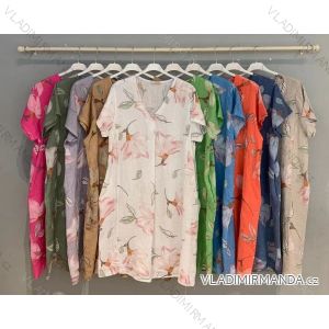 Langes Chiffon-Kurzarmkleid für Damen (S/M ONE SIZE) ITALIAN FASHION IMWGS231048