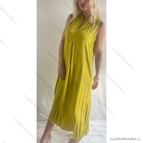 Langes Chiffon-Kurzarmkleid für Damen (S/M ONE SIZE) ITALIAN FASHION IMWGS231048