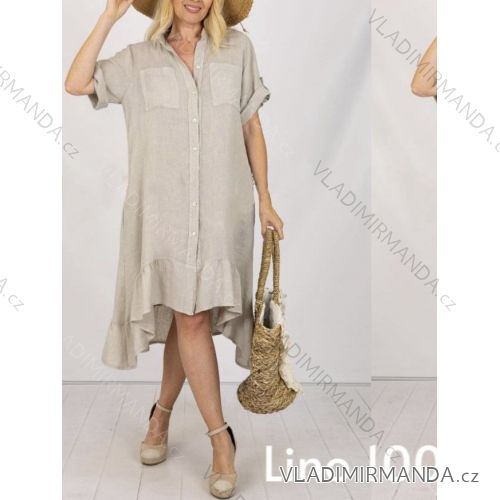 Langes Chiffon-Kurzarmkleid für Damen (S/M ONE SIZE) ITALIAN FASHION IMWGM23456