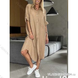 Langes Chiffon-Kurzarmkleid für Damen (S/M ONE SIZE) ITALIAN FASHION IMWGM23456