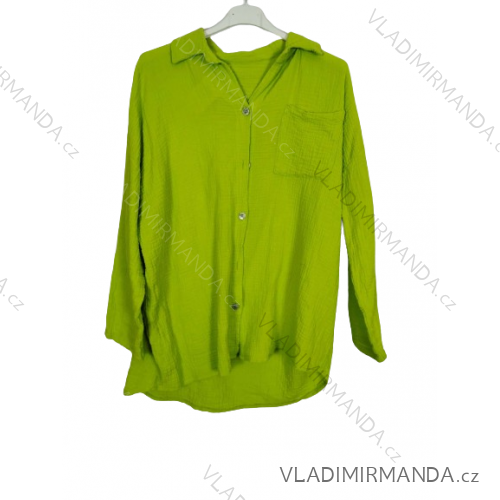 Damen Langarm Hoodie Kleid (S / M ONE SIZE) ITALIAN FASHION IMWA216095 -   zelená limetková -   S / M / L