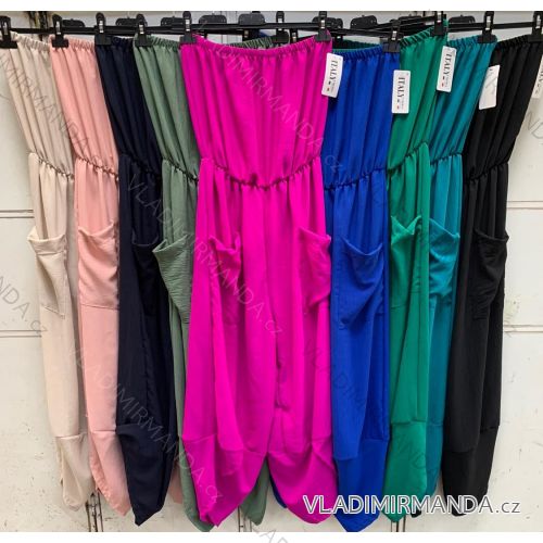 Langer ärmelloser Sommeroverall für Damen in Übergröße (44/46 EINHEITSGRÖSSE), italienische Mode IMC24222