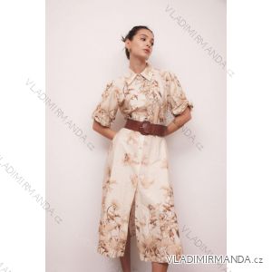 Elegantes Hemdkleid mit Gürtel 3/4 Langarm Damen (S/M EINHEITSGRÖSSE) ITALIAN FASHION IMM24M3457