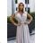 509-2 Elegantes langes Kleid zum Binden auf verschiedene Arten - beige mit Glitzer