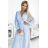 414-10 KLARA Plisseekleid mit Gürtel und Ausschnitt - hellblaue Farbe