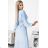 414-10 KLARA Plisseekleid mit Gürtel und Ausschnitt - hellblaue Farbe