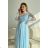Damen Plus Size (42-46) langes elegantes ärmelloses Partykleid POLISH FASHION PMLBC23265-10 -   hellblau -   44