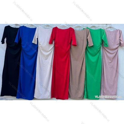 Langes, elegantes Kurzarmkleid für Damen (Einheitsgröße S/M) ITALIAN FASHION IMD24038