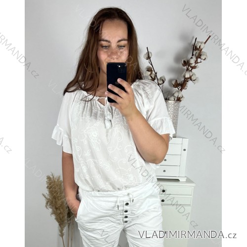 Tunika / Bluse Langarm Damen Oversized (3XL / 4XL ONE SIZE) ITALIAN FASHION IMWQ2191650 -   weiß -   3xl / 4xl