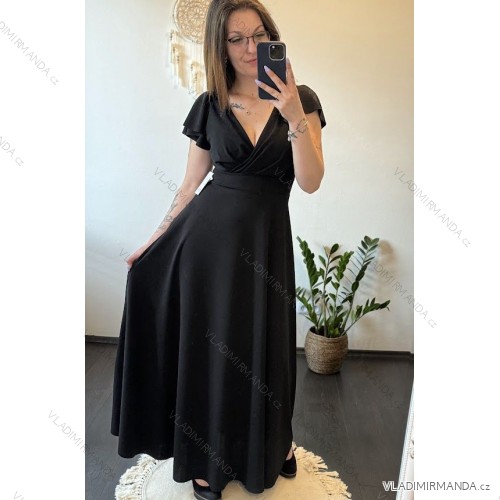 Sommer Kurzarm Sommerkleid (S / M ONE SIZE) ITALIENISCHE MODE IMWY21019 schwarz