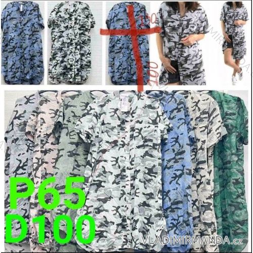 Langarm-Hemdkleid mit Tarnmuster für Damen (50/54 EINHEITSGRÖSSE) ITALIAN FASHION IMBM24062