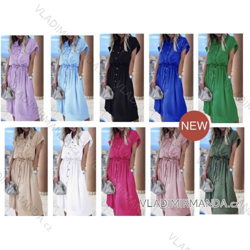 Langes Chiffon-Kurzarmkleid für Damen (S/M ONE SIZE) ITALIAN FASHION IMWGM23456