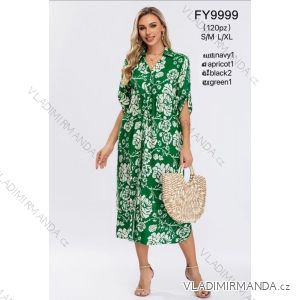 Langes Chiffon-Kurzarmkleid für Damen (S/M ONE SIZE) ITALIAN FASHION IMWGS231048