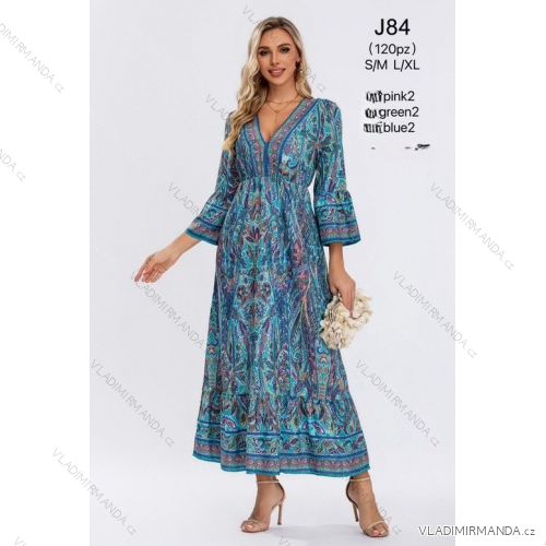 Langes Chiffon-Kurzarmkleid für Damen (S/M ONE SIZE) ITALIAN FASHION IMWGS231048