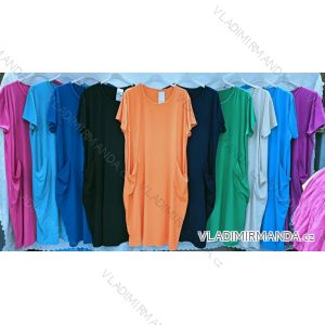 Klassisches Sommerkleid mit kurzen Ärmeln für Damen in Übergröße (54/56/58 Einheitsgröße) ITALIAN FASHION IMWQ24180