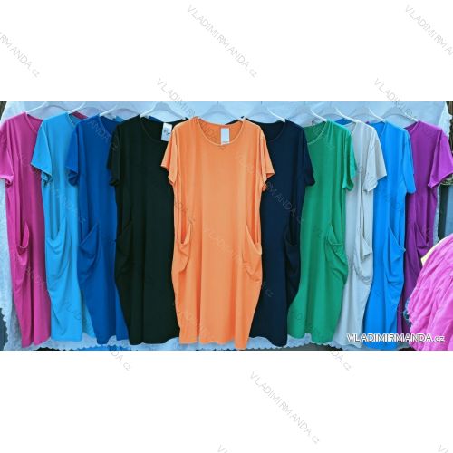 Klassisches Sommerkleid mit kurzen Ärmeln für Damen in Übergröße (54/56/58 Einheitsgröße) ITALIAN FASHION IMWQ24180