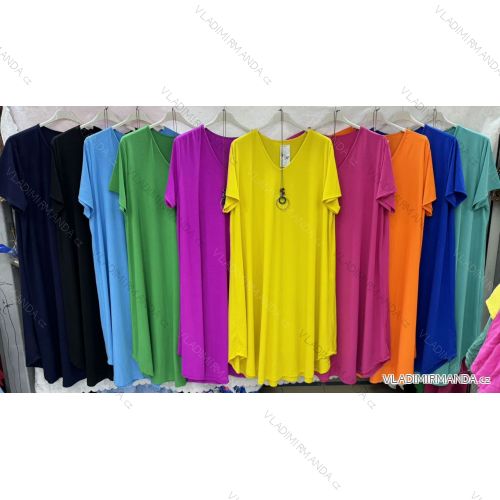 Sommerkleid mit Anhänger, kurze Ärmel, Damen, Übergröße (54/56/58 Einheitsgröße), ITALIAN FASHION IMWQ24183