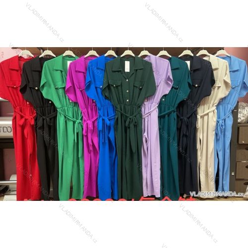 Langes Sommer-Hemdkleid für Damen in Übergröße mit kurzen Ärmeln (54/56/58 EINHEITSGRÖSSE) ITALIAN FASHION IMWQ24204
