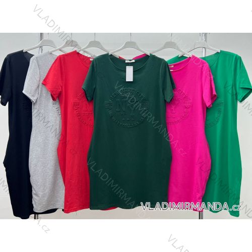 Klassisches Kurzarmkleid für Damen in Übergröße (44/46/48 EINHEITSGRÖSSE) ITALIAN FASHION IM424354