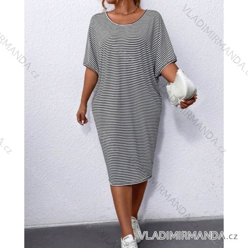Klassisches Sommerkleid für Damen in Übergröße mit kurzen Ärmeln (54/56/58 EINHEITSGRÖSSE) ITALIAN FASHION IM424358