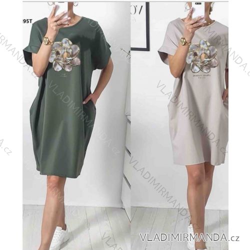Klassisches Kurzarm-Kurzkleid für Damen (S/M EINHEITSGRÖSSE) ITALIAN FASHION IMWBB24287