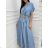 Langes Chiffon-Kurzarmkleid für Damen (S/M ONE SIZE) ITALIAN FASHION IMWGM23456