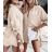 Übergroßes Damen-Langarmshirt aus Baumwolle (S / M ONE SIZE) ITALIAN FASHION IMWM221600