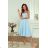Langes, elegantes Damenkleid mit breiten Trägern (SL) FRENCH FASHION FMPEL23VELVET hellblau 34