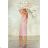 Langes, elegantes Damenkleid mit breiten Trägern (SL) FRENCH FASHION FMPEL23VELVET pink 34