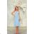 Langes, elegantes Damenkleid mit breiten Trägern (SL) FRENCH FASHION FMPEL23VELVET hellblau 44