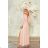 Langes, elegantes Damenkleid mit breiten Trägern (SL) FRENCH FASHION FMPEL23VELVET béžová krémová 36