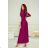 Langes, elegantes Damenkleid mit breiten Trägern (SL) FRENCH FASHION FMPEL23VELVET Wein 46