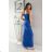 Langes, elegantes Damenkleid mit breiten Trägern (SL) FRENCH FASHION FMPEL23VELVET blau 34
