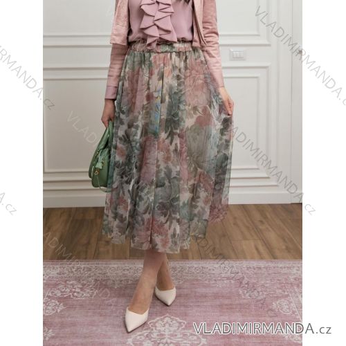 Langes Chiffon-Kurzarmkleid für Damen (S/M ONE SIZE) ITALIAN FASHION IMWGS231048