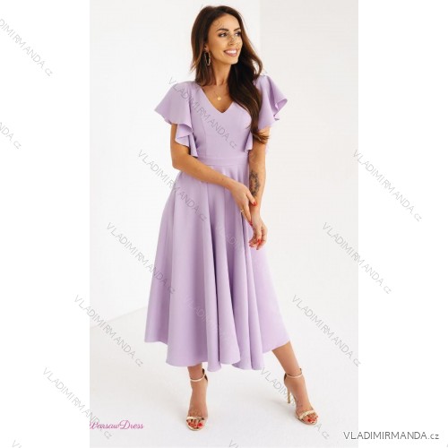 Langes, elegantes Damenkleid mit breiten Trägern (SL) FRENCH FASHION FMPEL23VELVET lila 36