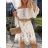 Langes Chiffon-Kurzarmkleid für Damen (S/M ONE SIZE) ITALIAN FASHION IMWGS231048