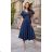 Langes, elegantes Damenkleid mit breiten Trägern (SL) FRENCH FASHION FMPEL23VELVET dunkelblau 44