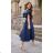 Langes, elegantes Damenkleid mit breiten Trägern (SL) FRENCH FASHION FMPEL23VELVET dunkelblau 44