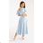 Langes, elegantes Damenkleid mit breiten Trägern (SL) FRENCH FASHION FMPEL23VELVET hellblau 40