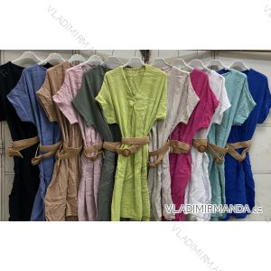 Sommerkleid aus Musselin für Damen mit kurzen Ärmeln und Kapuze in Übergröße (54/56/58 Einheitsgröße) ITALIAN FASHION IM424352